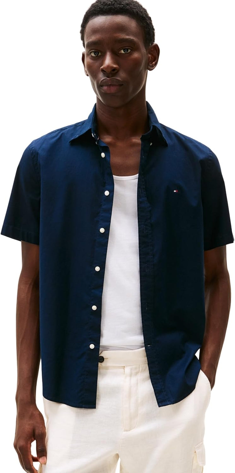 Tommy Hilfiger Men's WCC Flex Poplin STP Rf Shirt S/S Mw0mw29207 WCC Flex POPLIN STP RF Shirt S/S 