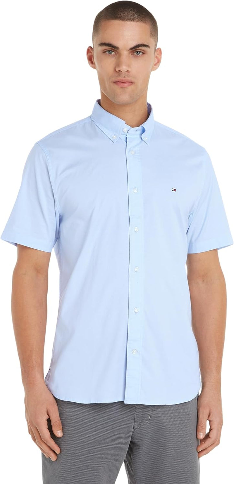 Tommy Hilfiger Men's WCC Flex Poplin STP Rf Shirt S/S Mw0mw29207 WCC Flex POPLIN STP RF Shirt S/S 