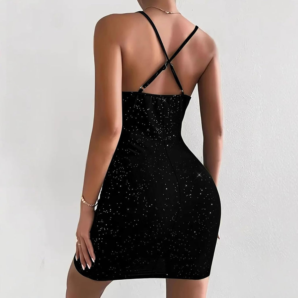 GORGLITTER Women's Sparkly Sequin Mini Dress Party Going Out Sexy Corset Bodycon Dress Sleeveless Tank Dresses 