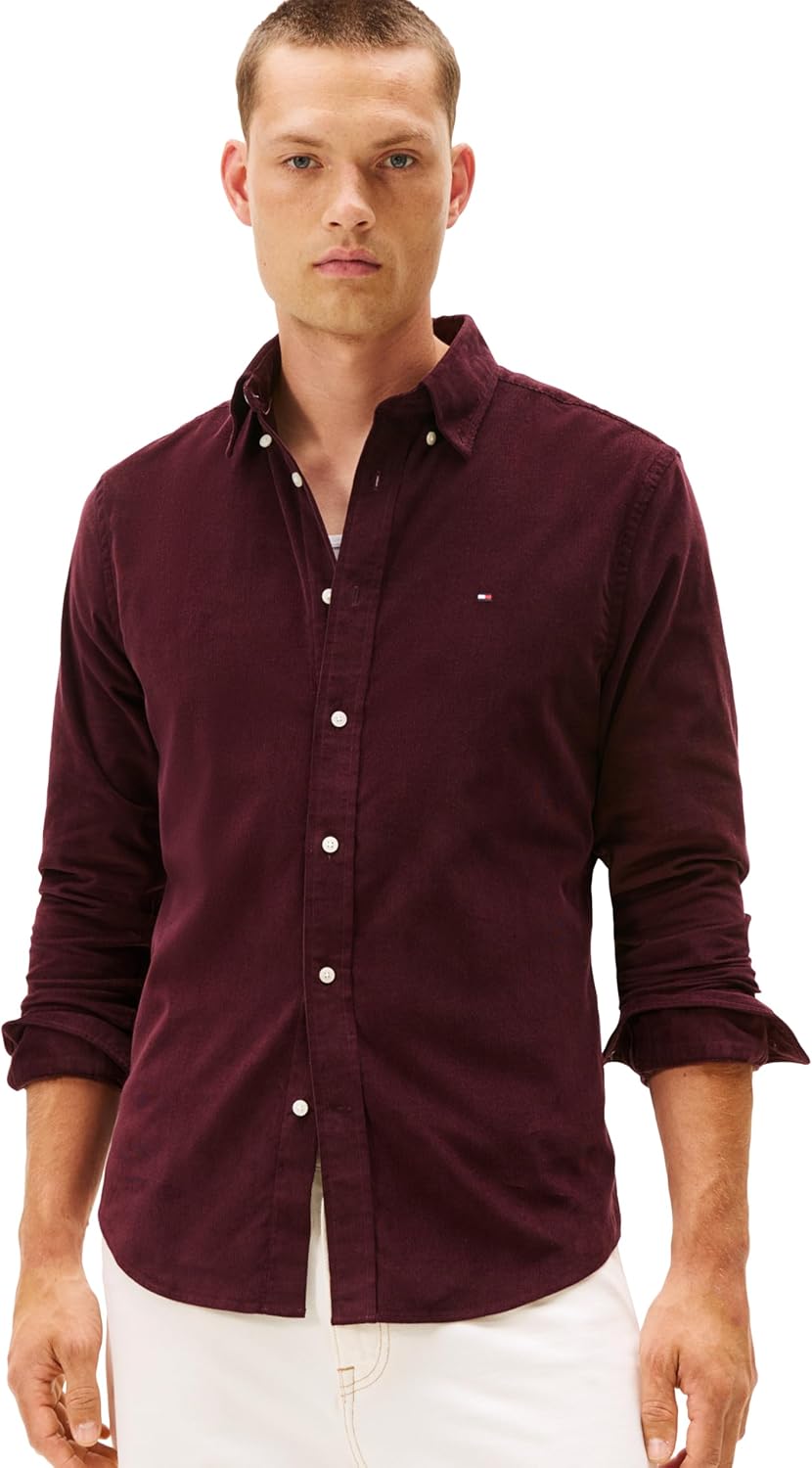 Tommy Hilfiger Long Sleeve Corduroy Regular Fit, Men's Button Down Shirt