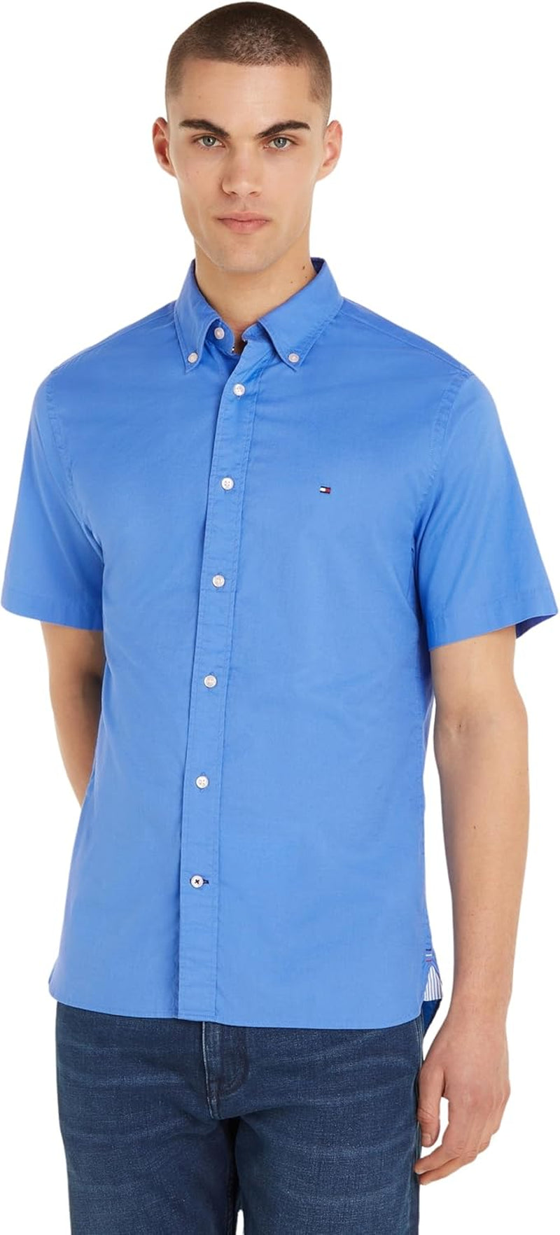 Tommy Hilfiger Men's WCC Flex Poplin STP Rf Shirt S/S Mw0mw29207 WCC Flex POPLIN STP RF Shirt S/S 