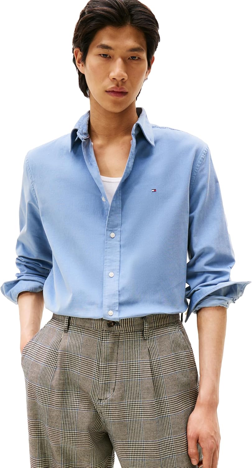 Tommy Hilfiger Long Sleeve Corduroy Regular Fit, Men's Button Down Shirt