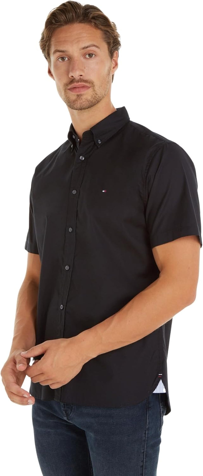 Tommy Hilfiger Men's WCC Flex Poplin STP Rf Shirt S/S Mw0mw29207 WCC Flex POPLIN STP RF Shirt S/S 