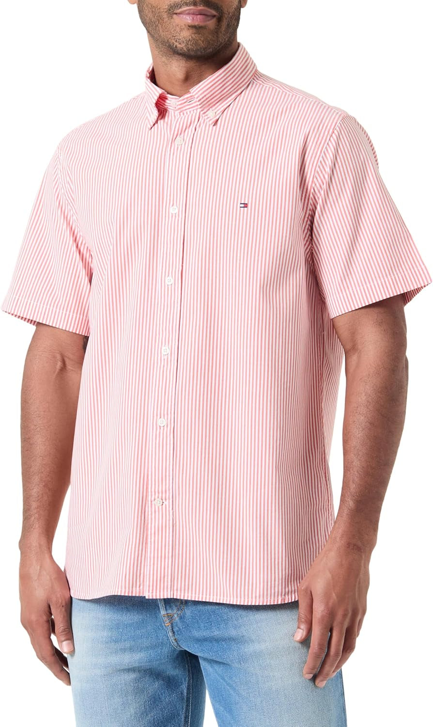 Tommy Hilfiger Men's WCC Flex Poplin STP Rf Shirt S/S Mw0mw29207 WCC Flex POPLIN STP RF Shirt S/S 