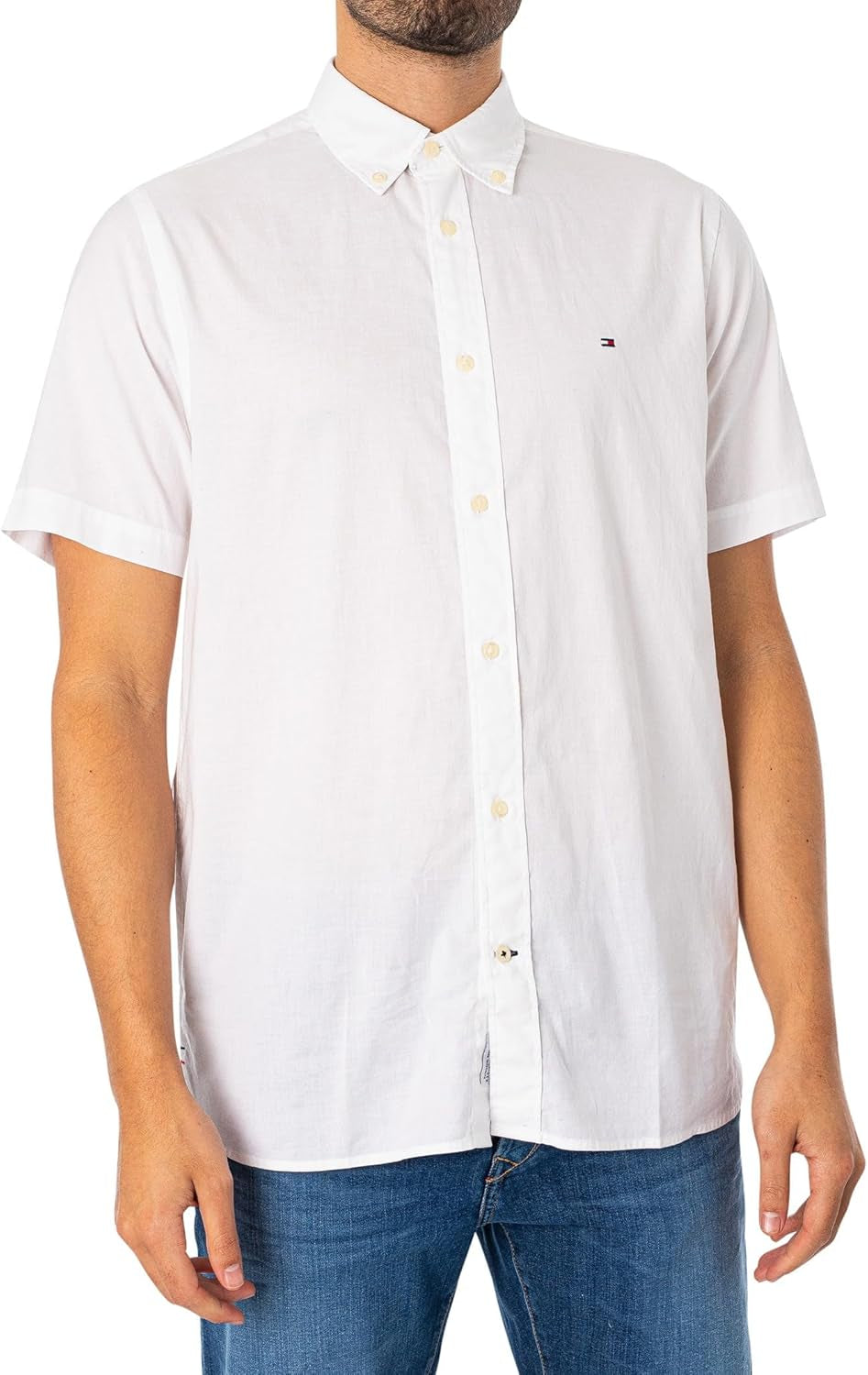 Tommy Hilfiger Men's WCC Flex Poplin STP Rf Shirt S/S Mw0mw29207 WCC Flex POPLIN STP RF Shirt S/S 