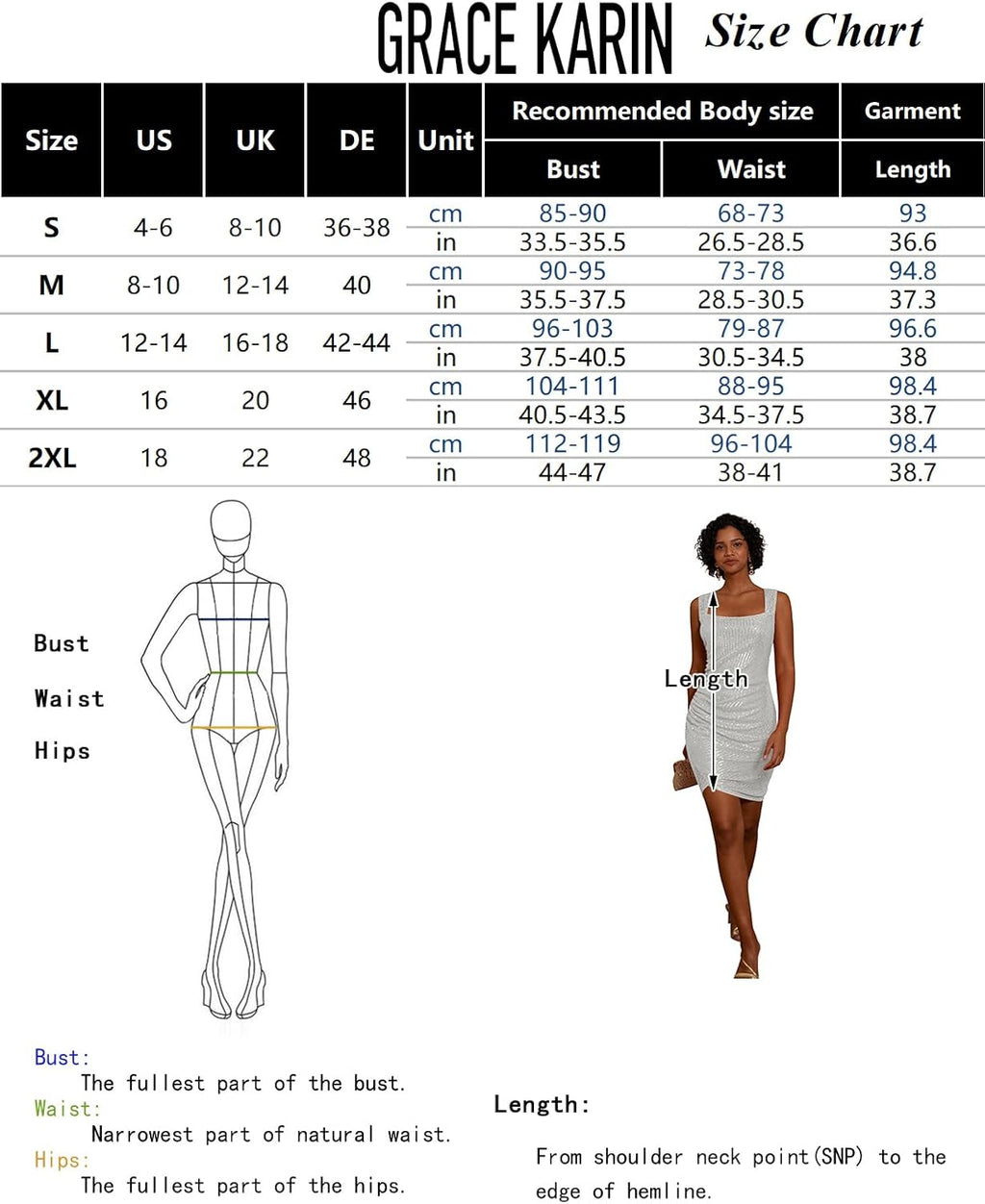 GRACE KARIN Women Sequined Dress Square Neck Sleeveless Mini Dress Irregular Hem Bodycon Dress Party Club Wear 