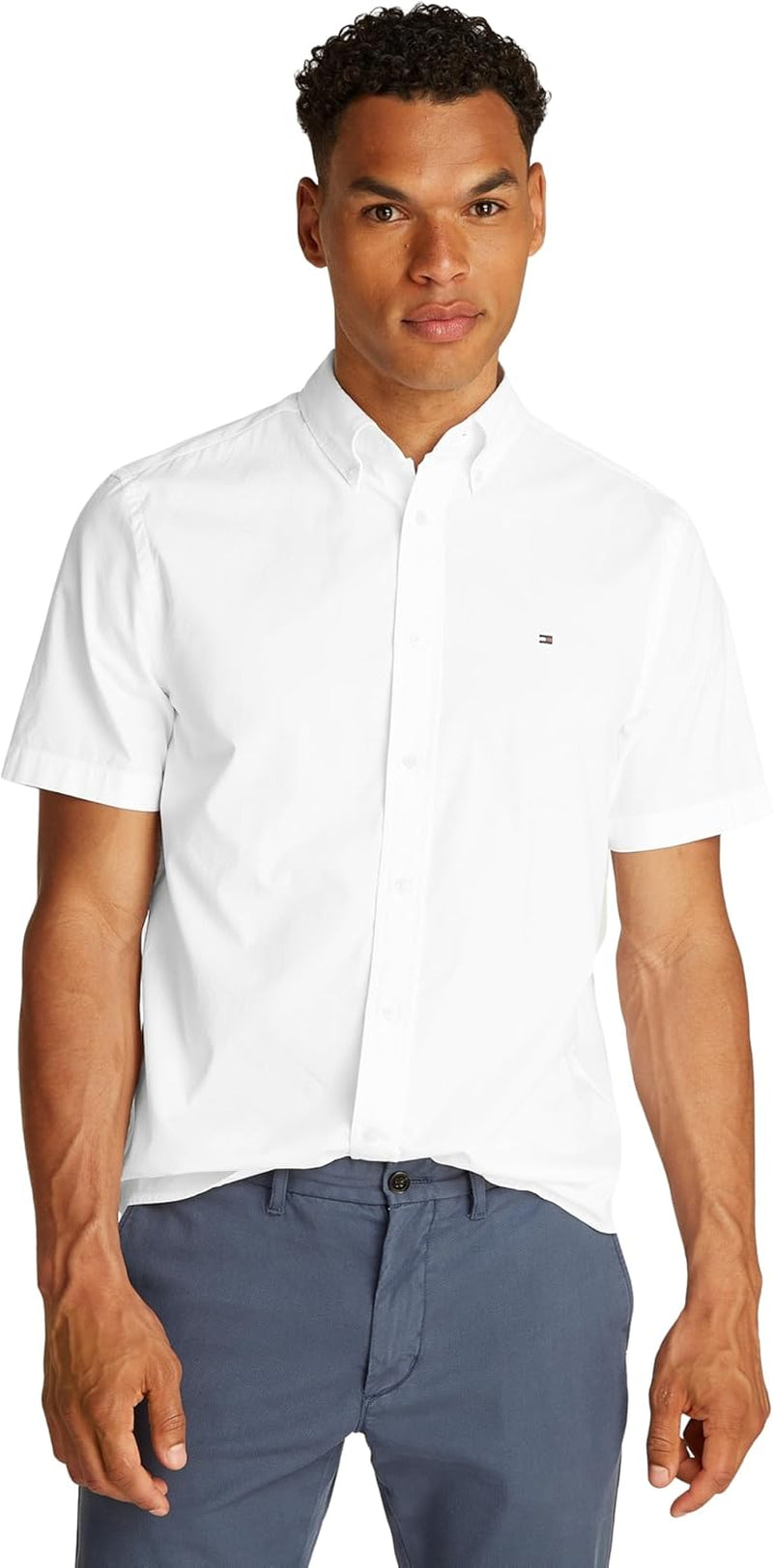 Tommy Hilfiger Men's WCC Flex Poplin STP Rf Shirt S/S Mw0mw29207 WCC Flex POPLIN STP RF Shirt S/S 